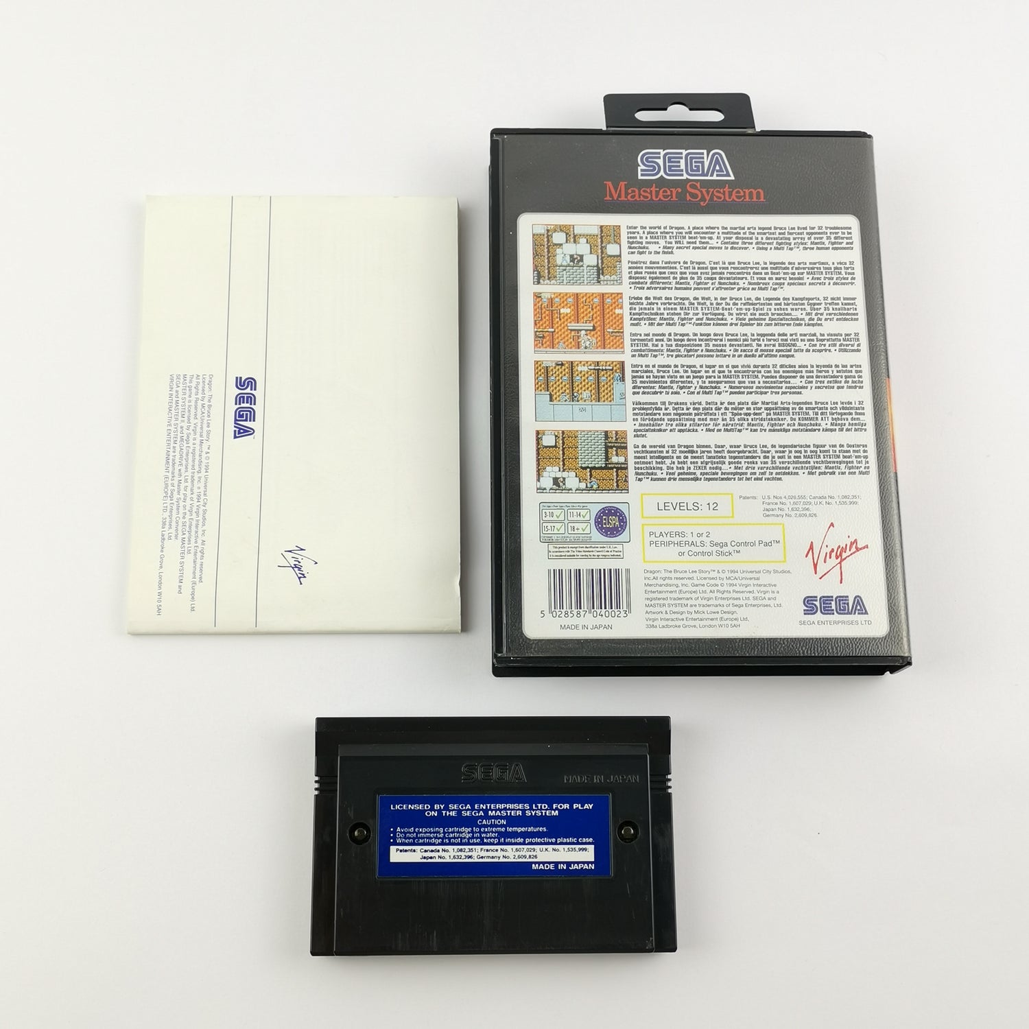 Sega Master System Game: Dragon The Bruce Lee Story - OVP & Instructions PAL