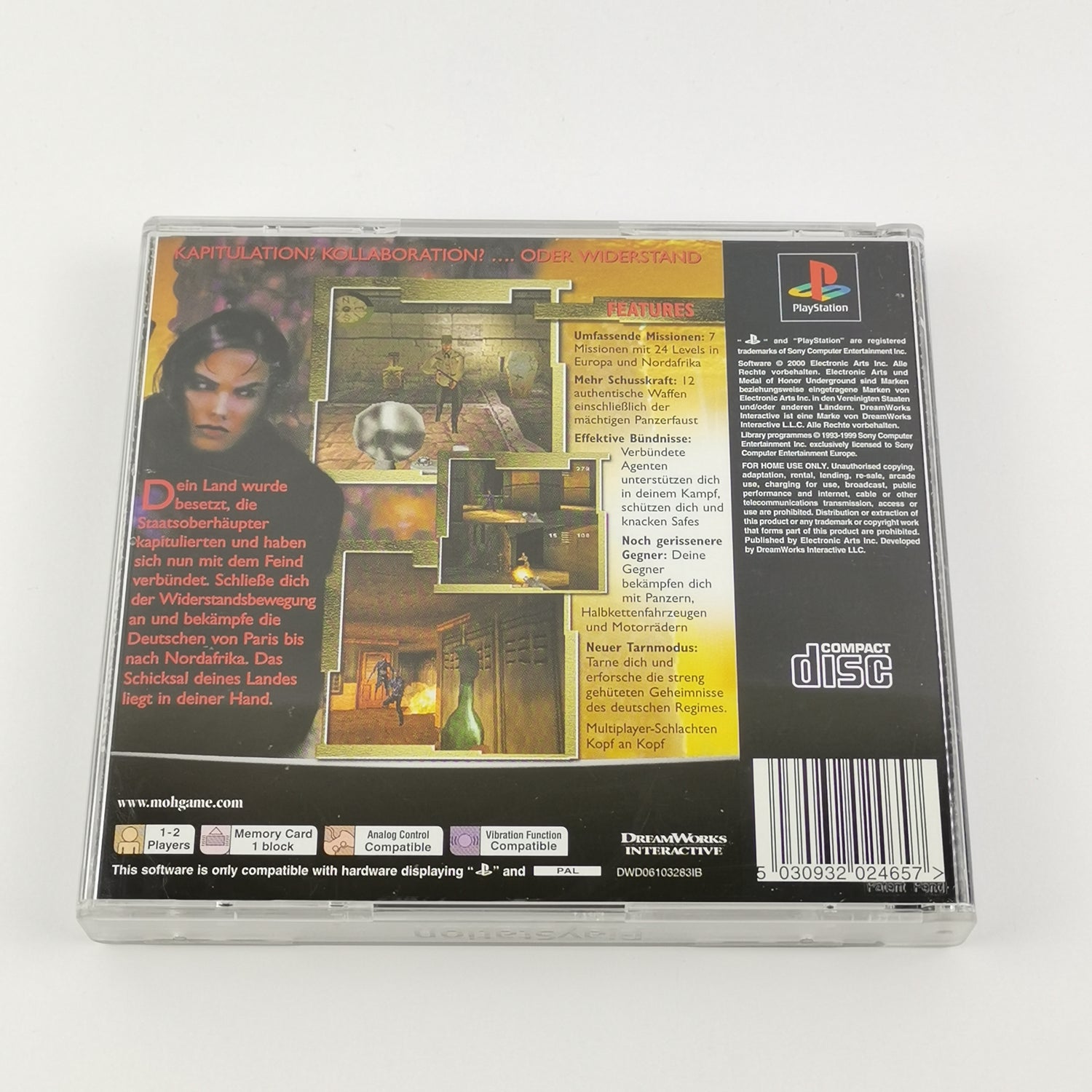 Sony Playstation 1 Spiel : Medal of Honor Underground - OVP & Anleitung PAL PS1