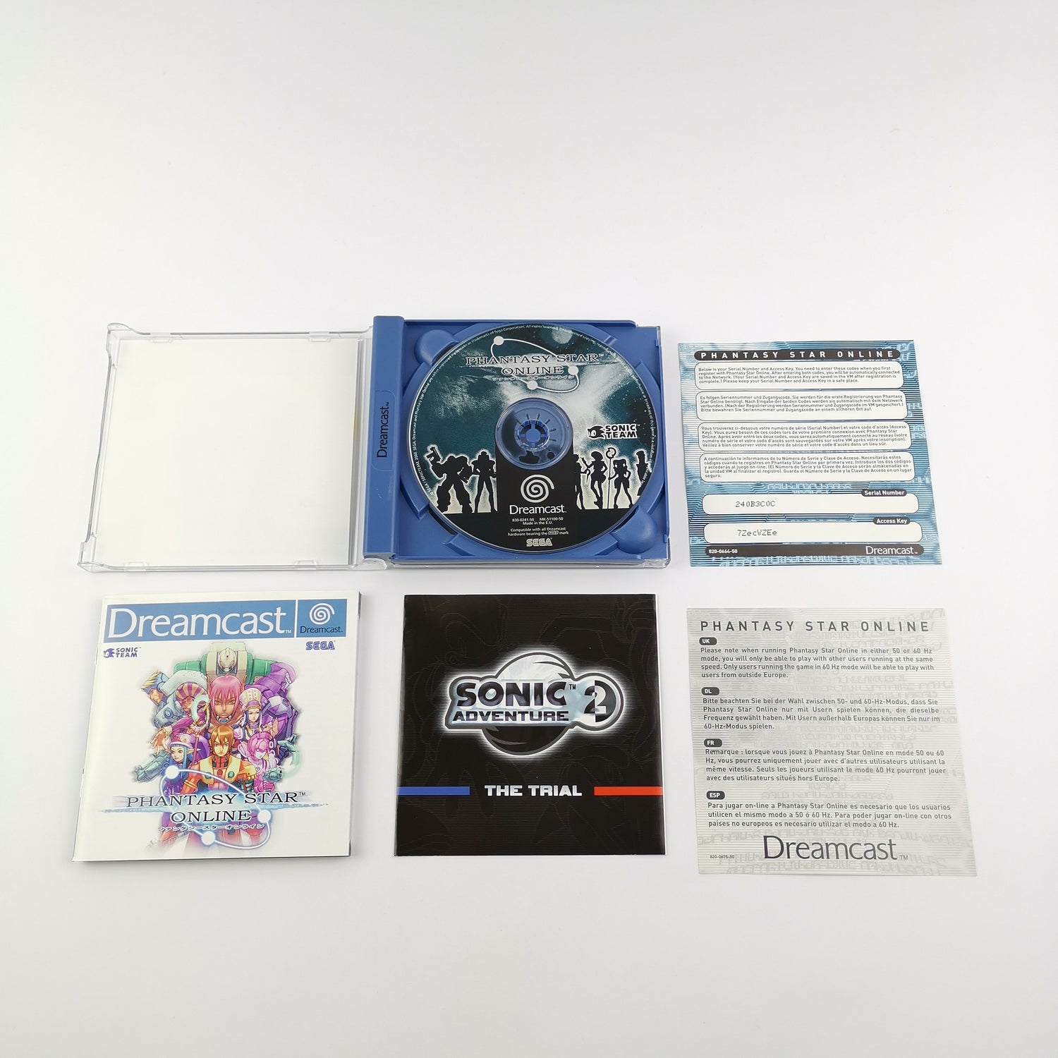 Sega Dreamcast Spiel : Phantasy Star Online + Sonic Adventure 2 Demo & Guide