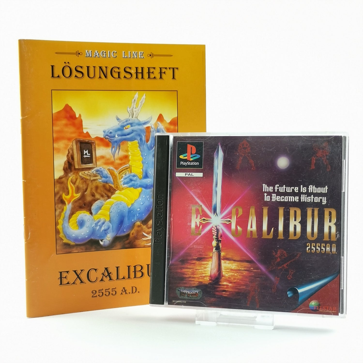 Sony Playstation 1 game: Excalibur + Magic Line solution booklet - OVP PS1 PSX PAL