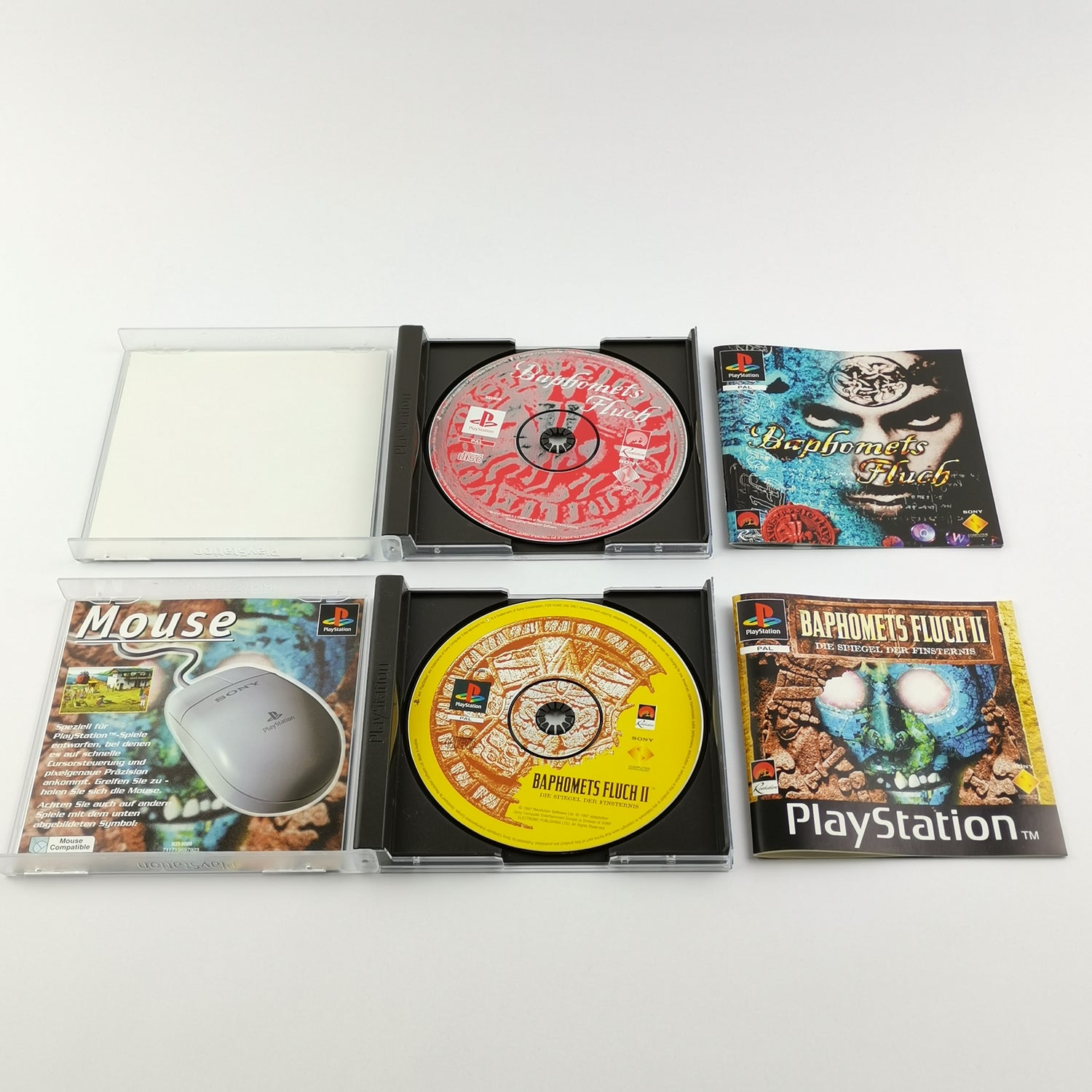 Sony Playstation 1 Spiele : Baphomets Fluch Teil I & II + Hint Shop Lösungsheft