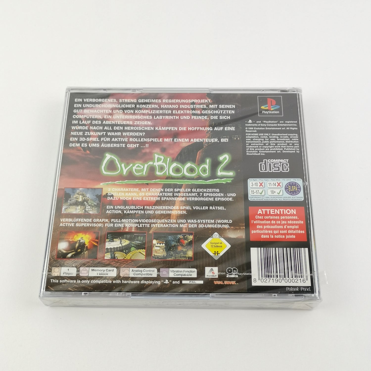 Sony Playstation 1 Game : OverBlood 2 + Perfect Guide Japan - NEW SEALED PS1