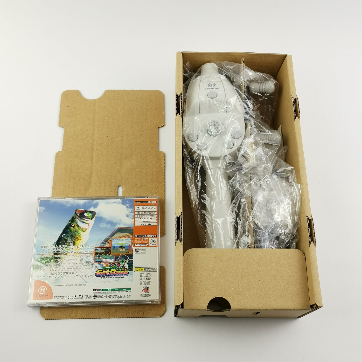 Sega Dreamcast Game: Get Bass Sega Bass Fishing Pak with Fishing Rod - Original Packaging Instructions