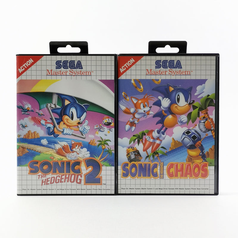 Sega Master System Spiele Bundle : Sonic Chaos & Sonic The Hedgehog 2 - OVP PAL