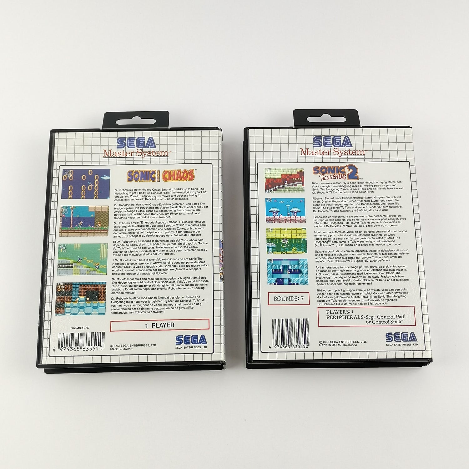 Sega Master System Spiele Bundle : Sonic Chaos & Sonic The Hedgehog 2 - OVP PAL
