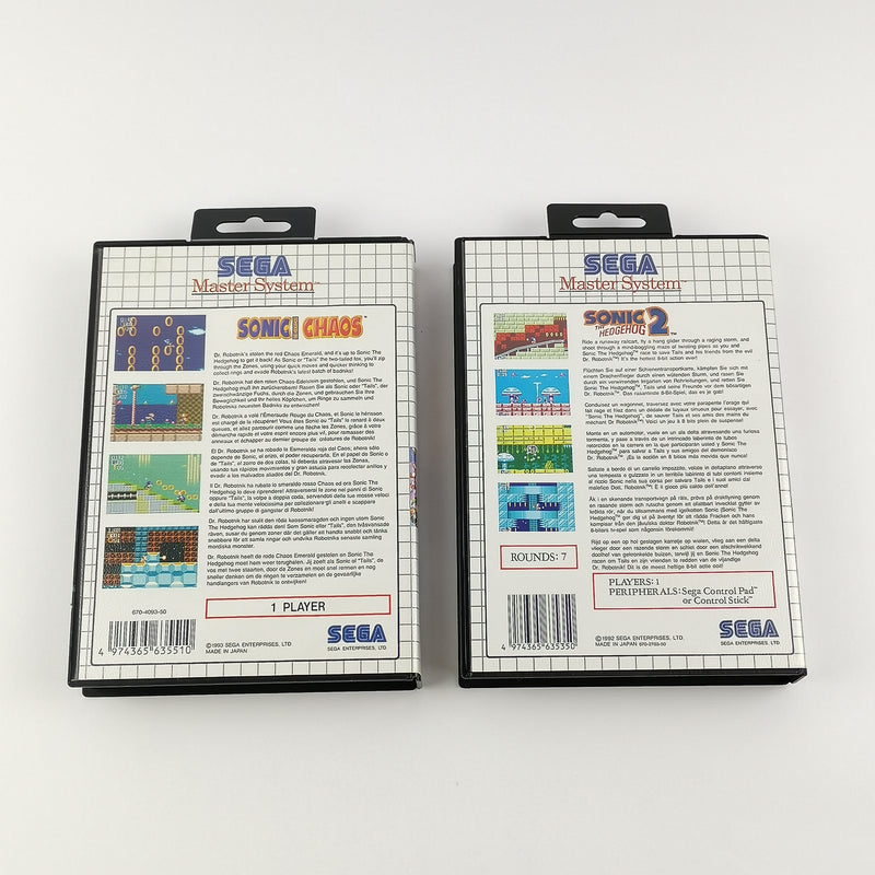 Sega Master System Spiele Bundle : Sonic Chaos & Sonic The Hedgehog 2 - OVP PAL