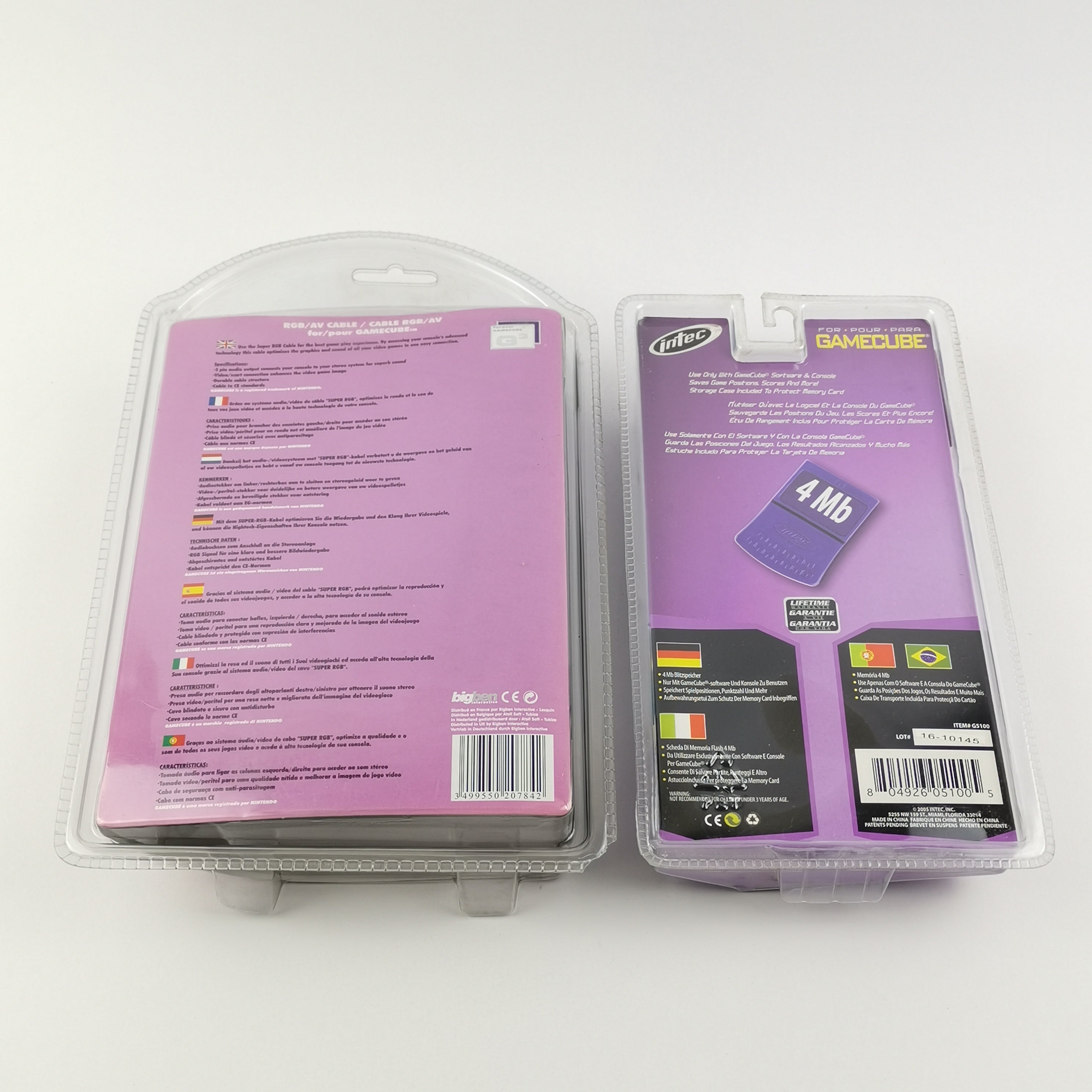 Nintendo Gamecube Zubehör : RGB / AV Cable Kabel + 4MB Memory Card Transparent