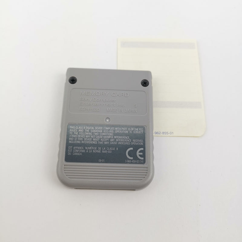 Sony Playstation 1 Speicherkarte : Original Memory Card Grau + Sticker - PS1