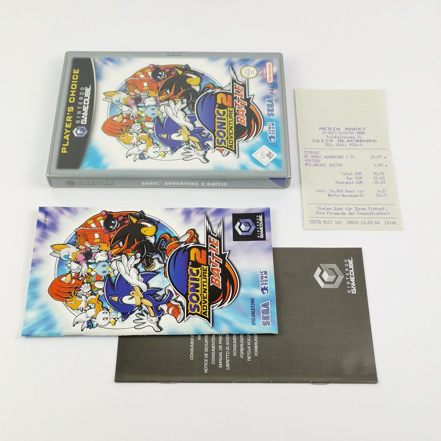 Nintendo Gamecube Game: Sonic Adventure Battle 2 - OVP & Instructions PAL GC Disc