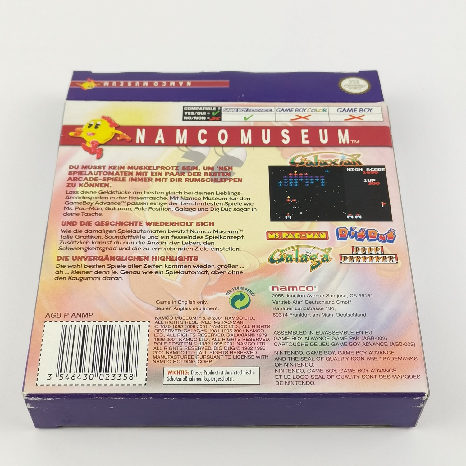 Nintendo Game Boy Advance Game: Namco Museum - OVP Instructions PAL GBA Gameboy
