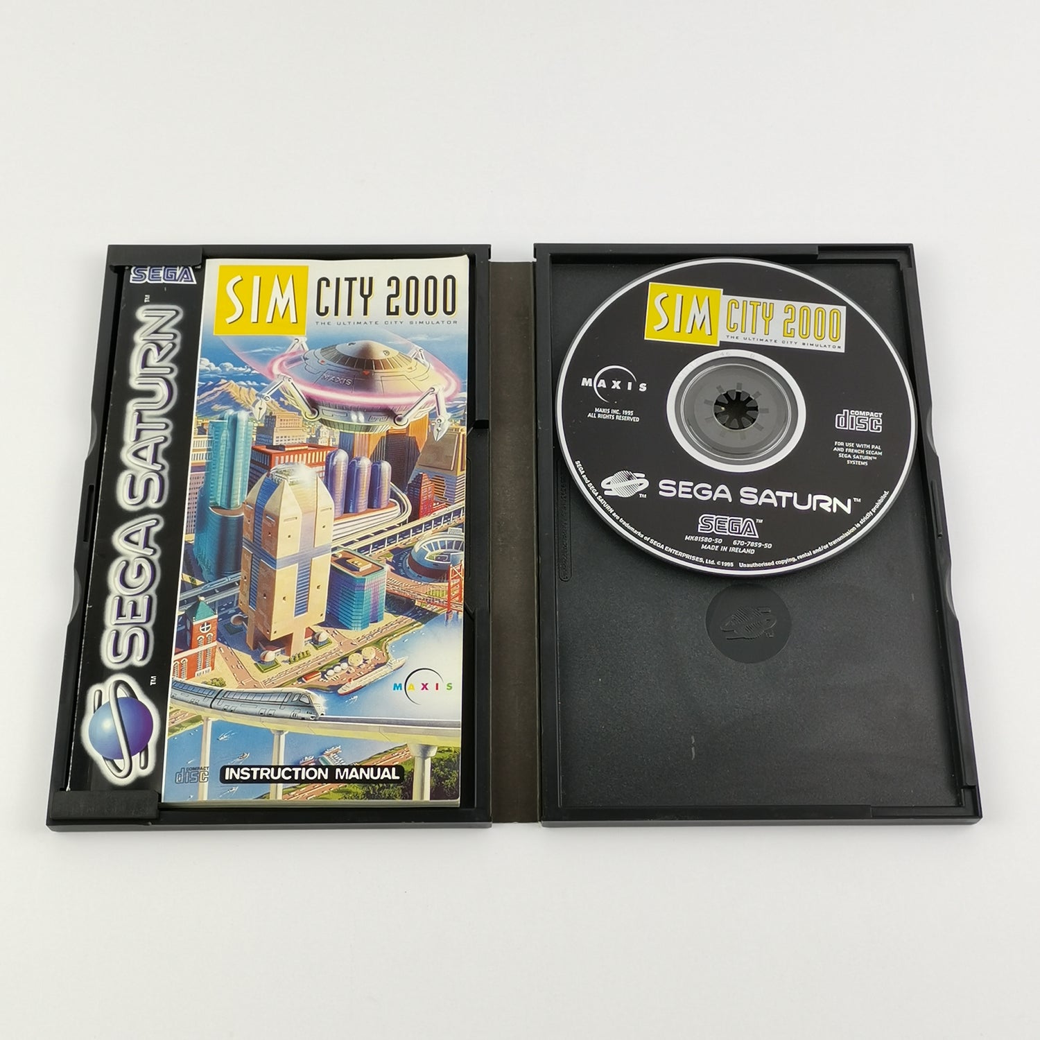 Sega Saturn Game: Sim City 2000 - Original Packaging & Instructions PAL CD Compact Disc