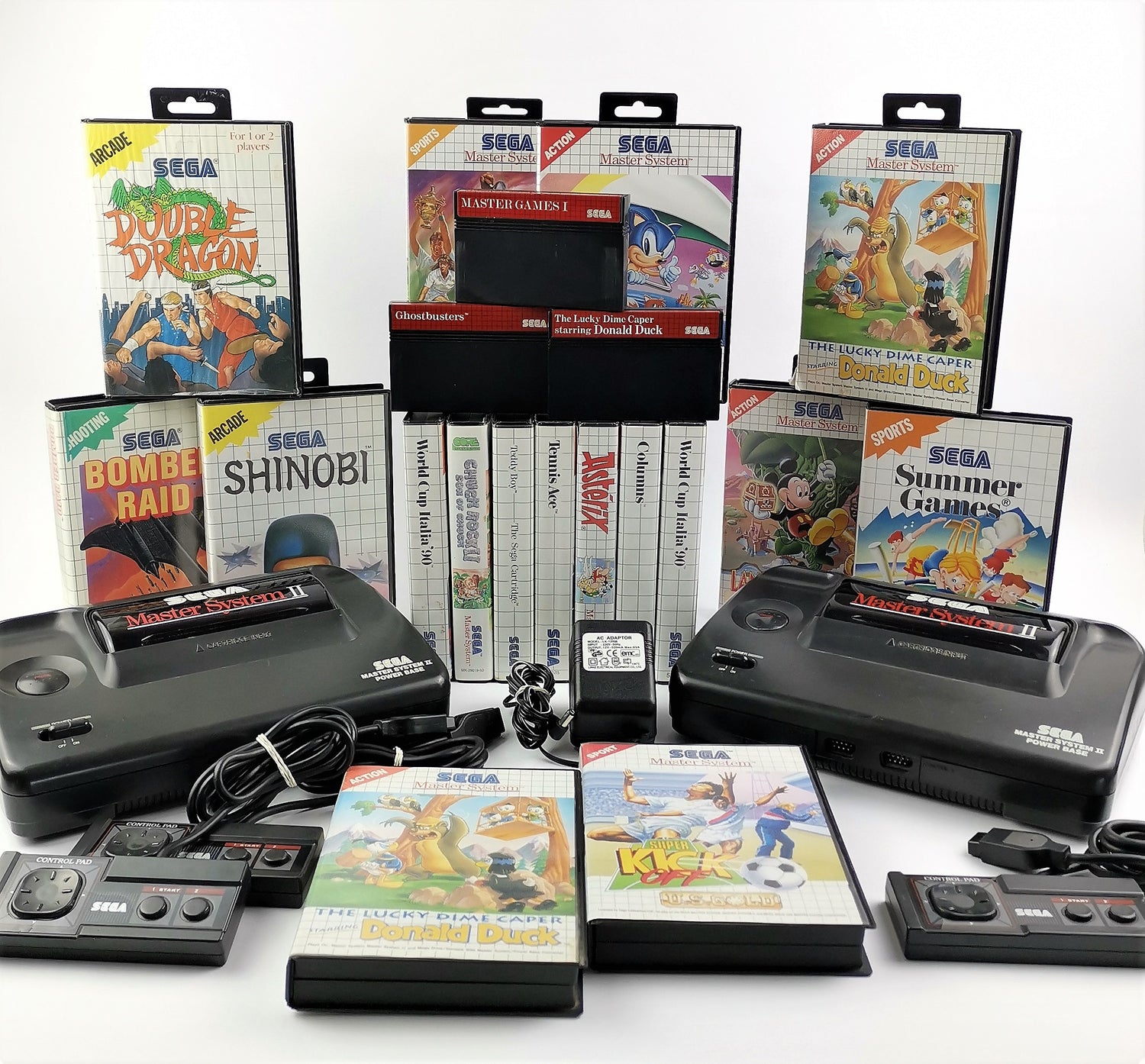 Sega Master System II Konsolen Konvolut : 21 Spiele teils in OVP, 2 Konsolen etc