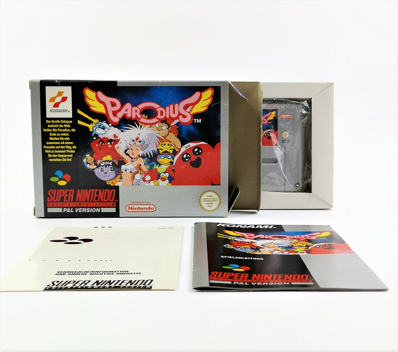 Super Nintendo game: Parodius - original packaging &amp; instructions PAL version | SNES cartridge
