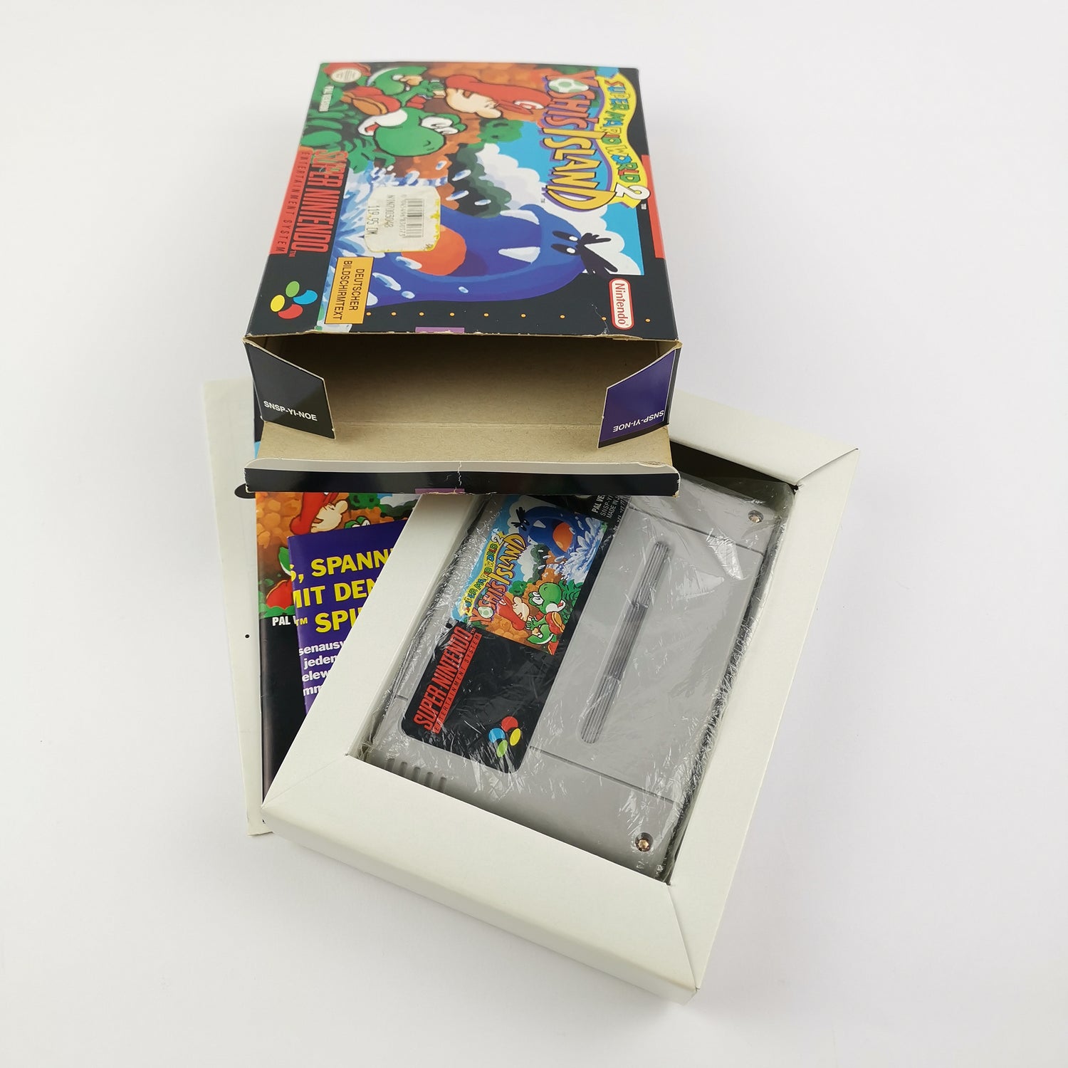 Super Nintendo game: SMW 2 Yoshi's Island - original packaging & instructions PAL SNES cartridge