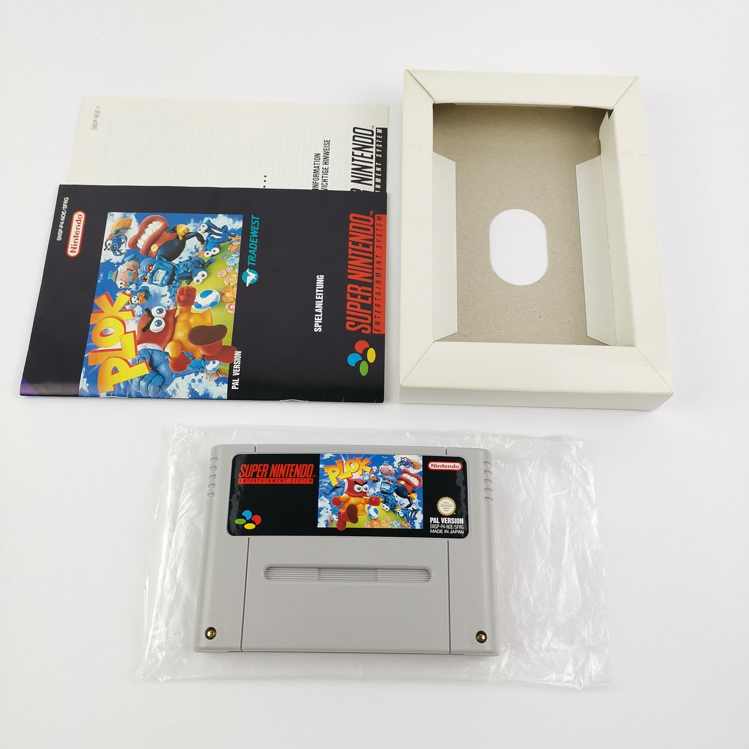 Super Nintendo game: Plok - original packaging & instructions PAL version | SNES cartridge