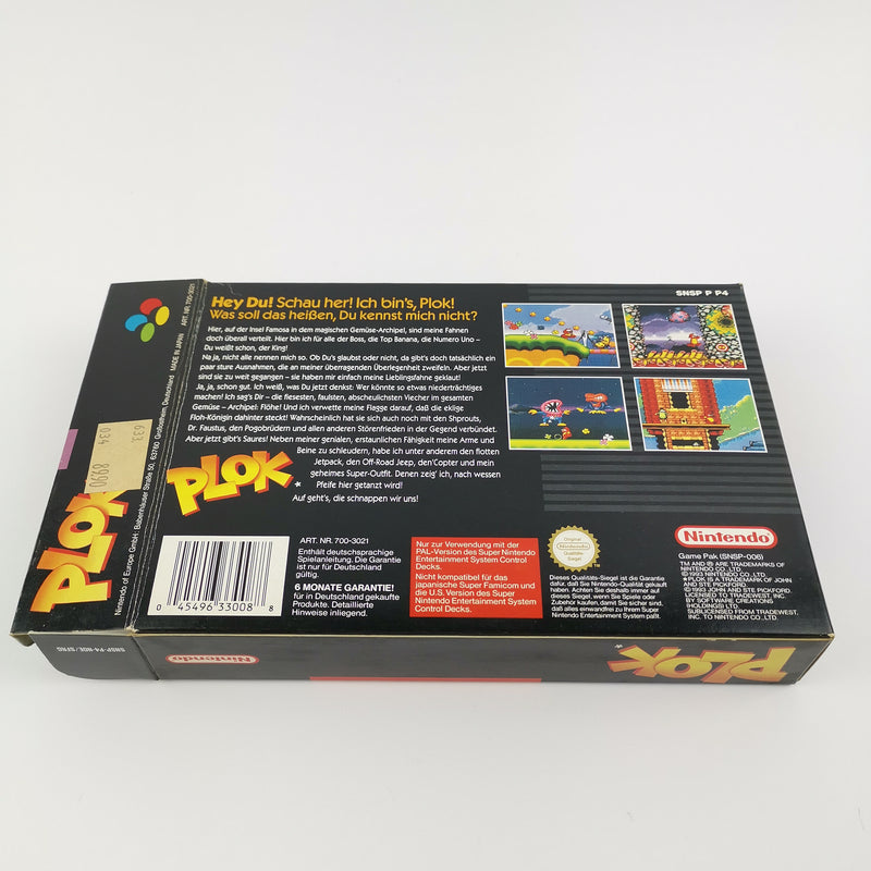 Super Nintendo game: Plok - original packaging &amp; instructions PAL version | SNES cartridge