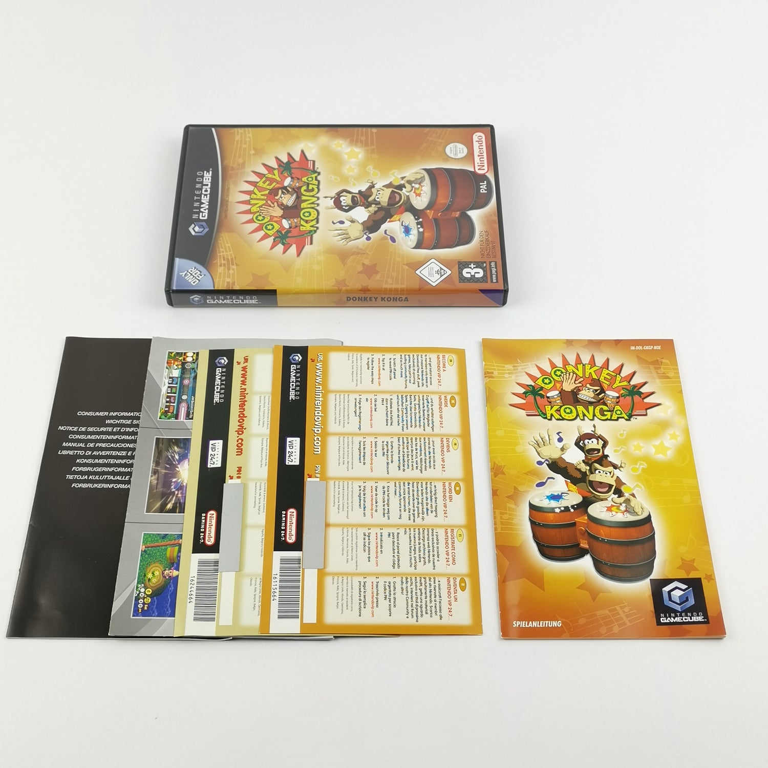 Nintendo Gamecube Spiel : Donkey Konga + 2 Bongo Trommeln - OVP Anleitung PAL