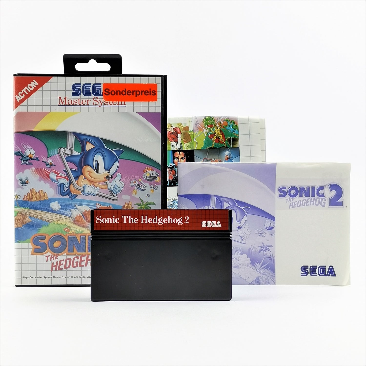 Sega Master System Game: Sonic The Hedgehog 2 - OVP Instructions PAL MS Cartridge