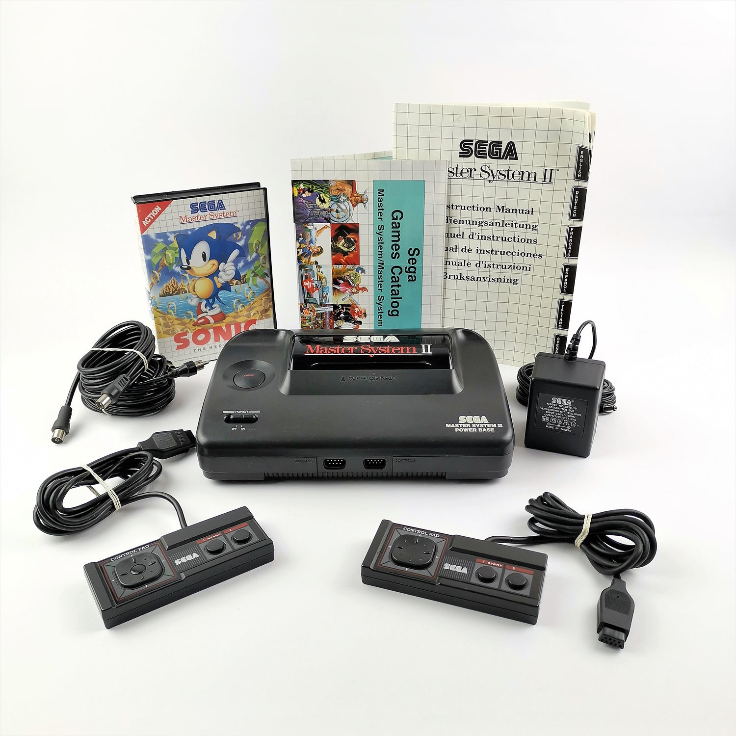 Sega Master System II Konsole mit Sonic u. 2 Controller + Kabel | MS Console