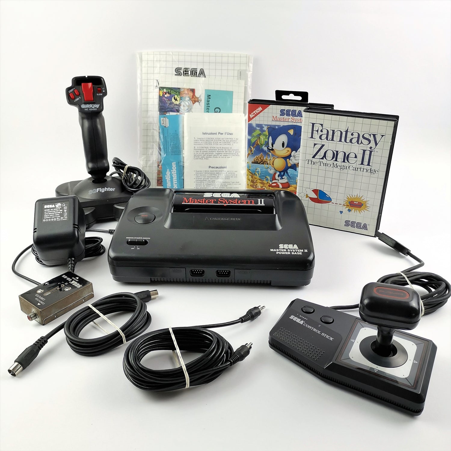 Sega Master System II Konsole mit 2 Spielen u. 2 Controller + Kabel | MS Console
