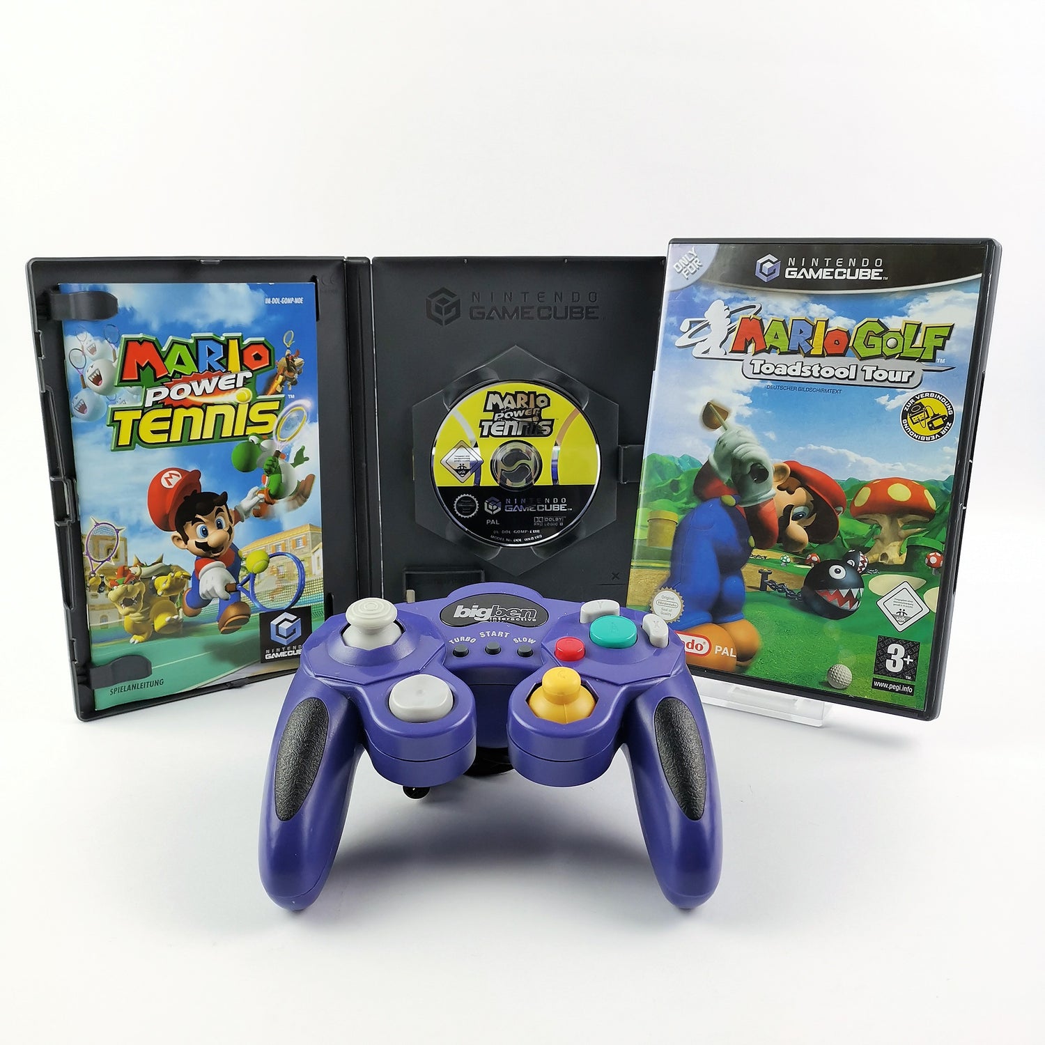 Nintendo Gamecube Game: Big Ben Gamepad + Mario Power Tennis and Mario Golf