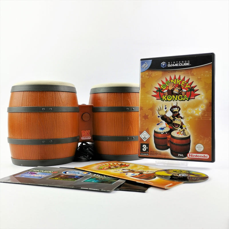 Nintendo Gamecube Spiel : Donkey Konga + Bongo Trommel - OVP Anleitung PAL