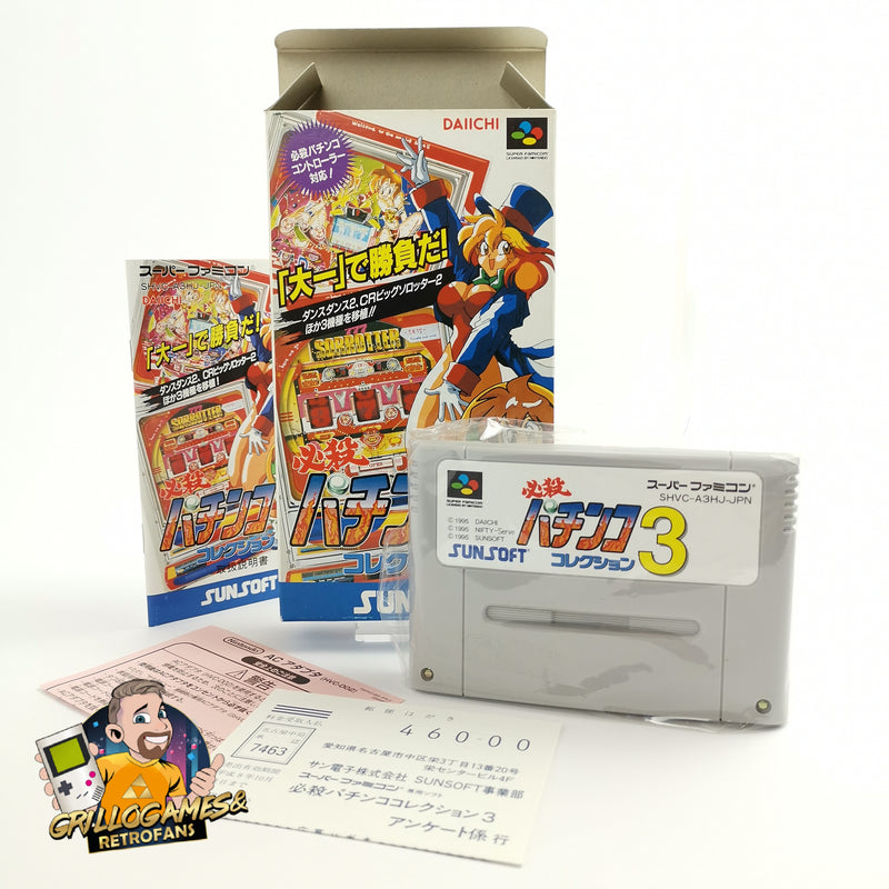 Nintendo Super Famicom Spiel " Hissatsu Pachinko Collection 3 " OVP NTSC-J Japan