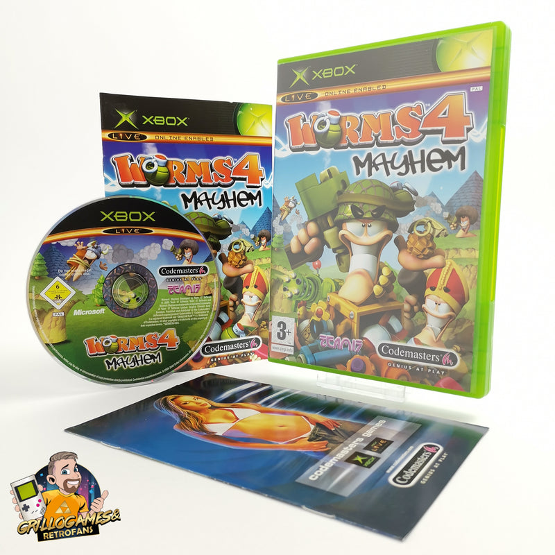 Microsoft Xbox Classic game "Worms 4 Mayhem" PAL version orig