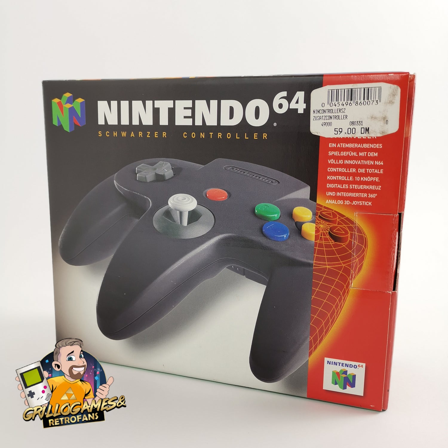 Nintendo 64 Zubehör : N64 Controller Schwarz in OVP | N 64 PAL - Gamepad Joypad