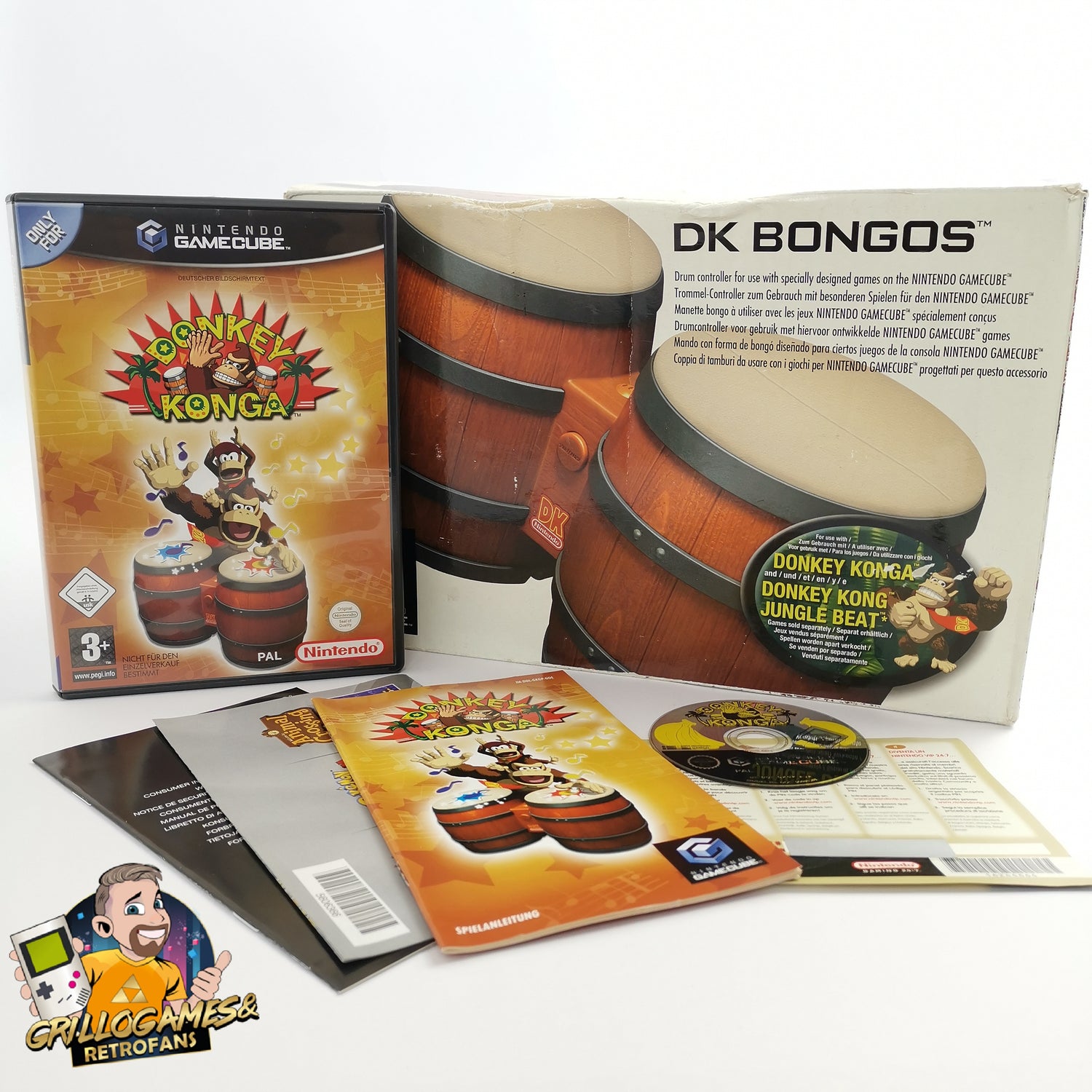 Nintendo Gamecube Game: Donkey Konga + DK Bongos Drums | Game Cube OVP PAL
