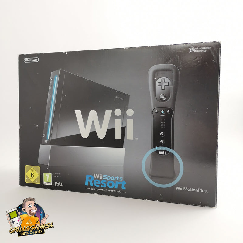 Nintendo Wii Konsole : Wii Sports Resort Pak PAL | Schwarz, 2 Controller OVP