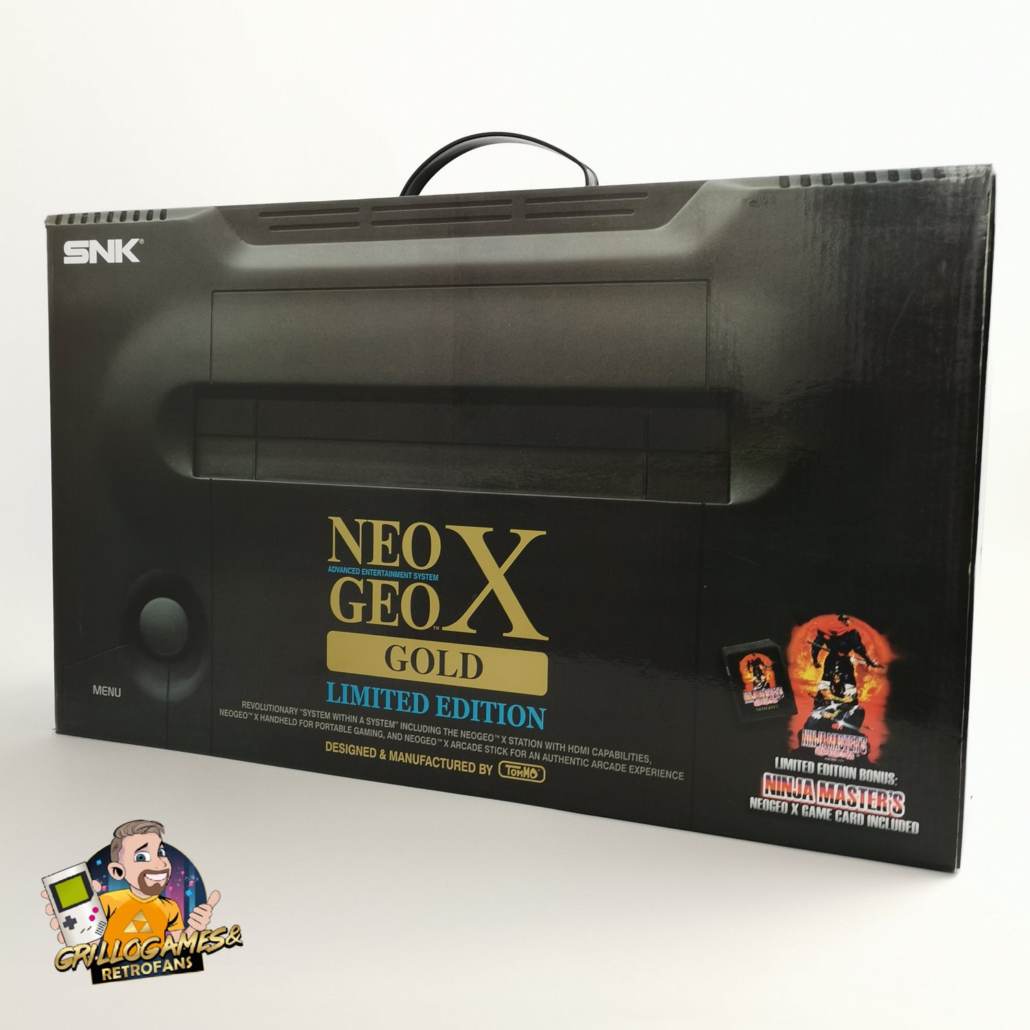 SNK Neo Geo X Gold Limited Edition | Neogeo X Station with Arcade Stick, handheld