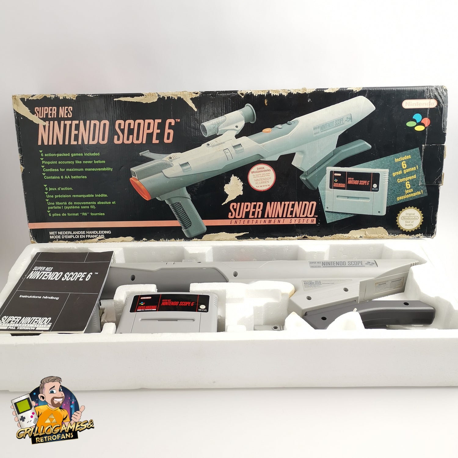 Super Nintendo Spiel : Super Nintendo Scope 6 | Bazooka Light Gun - SNES OVP FAH